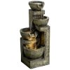 4-Tier Outdoor Water Fountain with LED