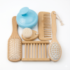 Bath Essentials 6-Piece Eco-Friendly Bamboo Spa Gift Set - Includes Facial & Body Massage Brush, Detangling Hairbrush, Comb