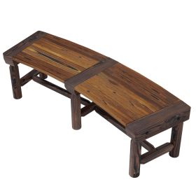 Wooden Wrap Around Garden Bench for Outdoor- Brown