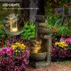 4-Tier Outdoor Water Fountain with LED
