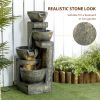 4-Tier Outdoor Water Fountain with LED
