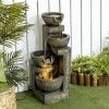 4-Tier Outdoor Water Fountain with LED