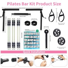 Professional Yoga & Pilates Bar Kit - 18-Piece Full-Body Workout Set With Adjustable 3-Section Bar, Ab Roller, 6 Resistance Bands, Ankle Straps (Color: Green)